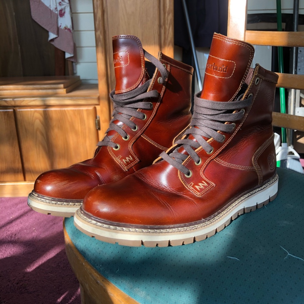 Timberland Red Leather Finish Boots